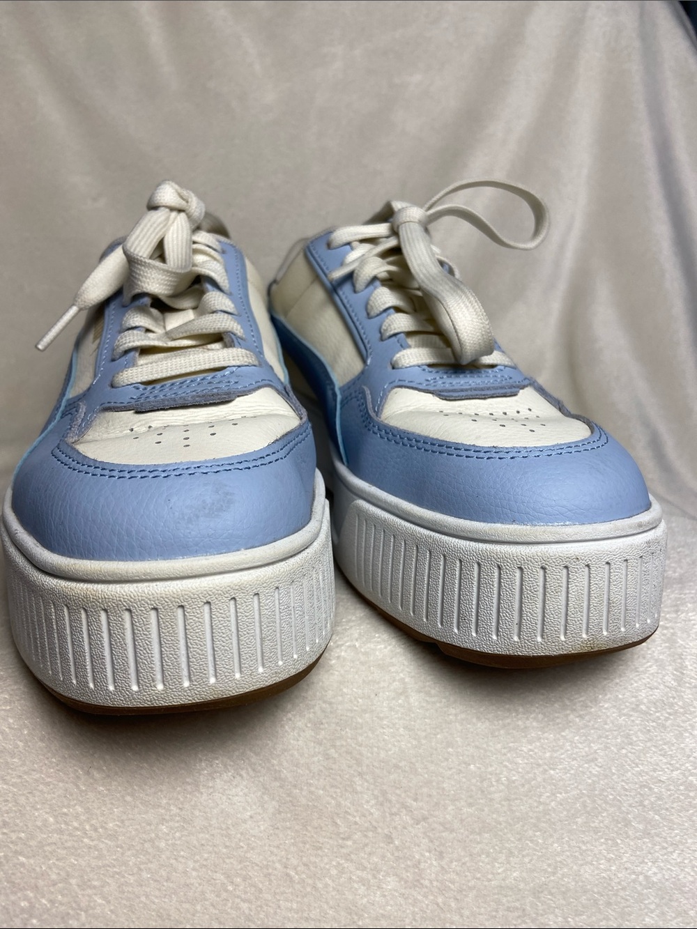 Puma Karmen Rebelle Women's Platform Lace-Up Sneakers Blue & White Size 7.5 EUC